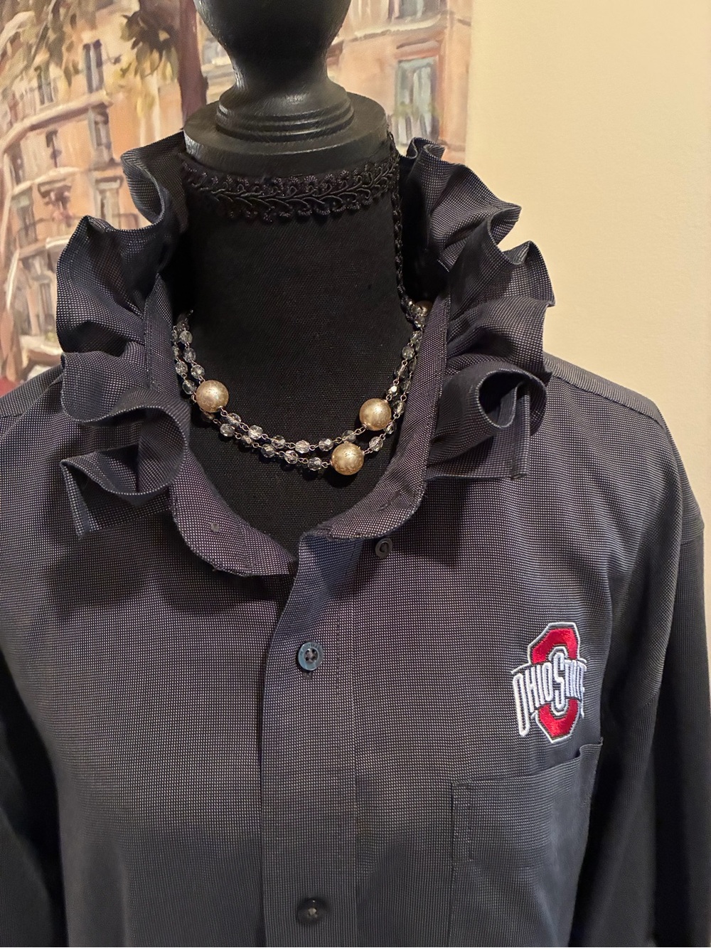 Ohio State Black Ruffle-Collar Button-Down Shirt - Picture 2 of 6
